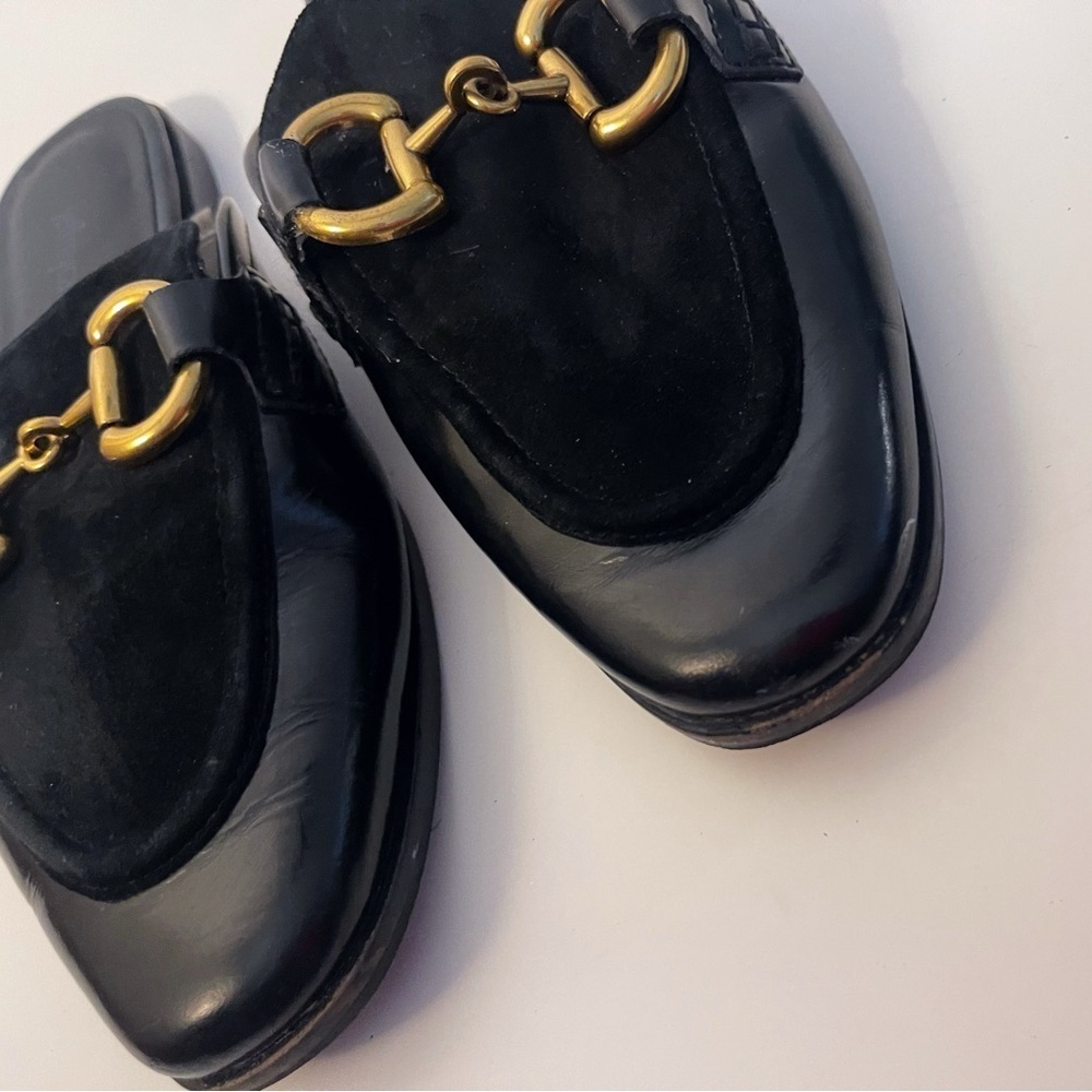 Jeffrey Campbell Suede Upper Black Mules with Gold Buckle Academua Fall - Picture 4 of 12